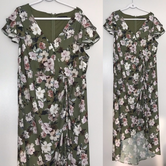 Fashion to Figure Dresses & Skirts - Olive Color floral Dress, size 1x (14/16) #171